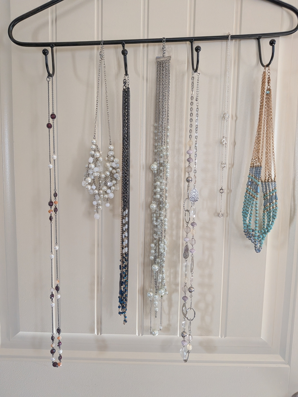 7 Piece Necklaces - Royal Blue Turquoise Burgundy Gunmetal Pearl Gold Silver